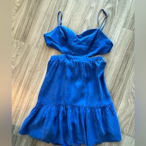 Blue Karina Grimaldi designer cutout small dress